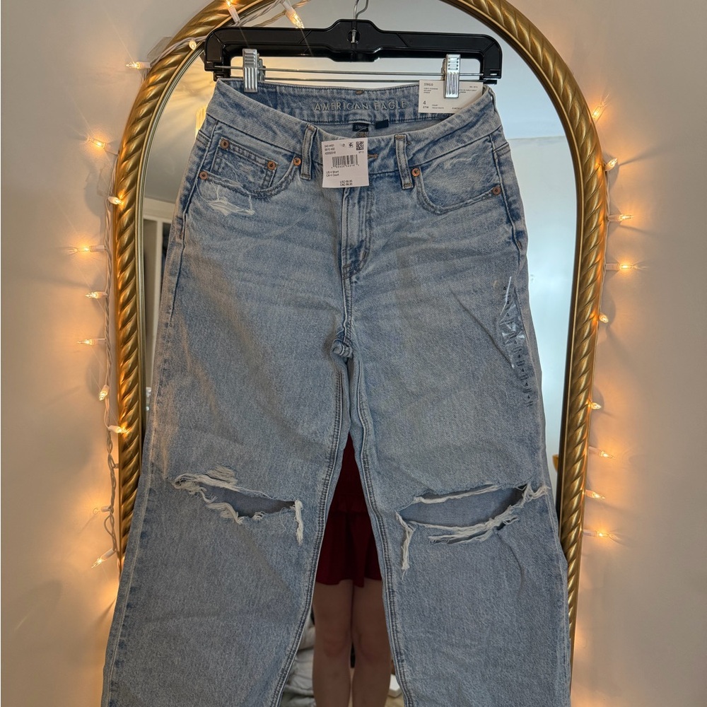 American Eagle Outfitters Light Blue Ripped Boyfriend Jeans